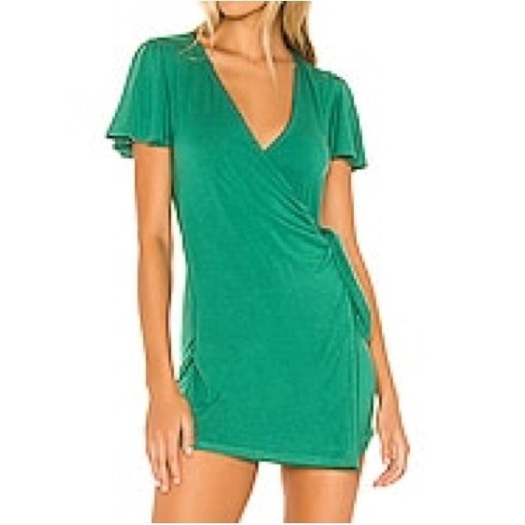 Privacy Please Revolve Jessa Mini Dress Clover Green Short Sleeve Womens Size XS - Picture 1 of 12